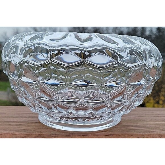 Vintage Fostoria American Glass Crystal Cupped & Footed 7-1/2 Inch Bowl - Picture 2 of 12
